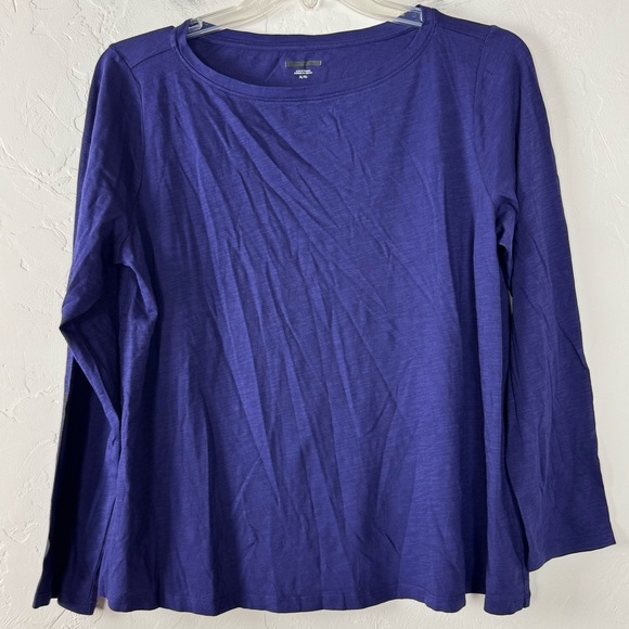 Eileen Fisher Tops - Eileen Fisher Shirt Knit Top Tee Organic Cotton Slub Long Sleeve Dark Purple